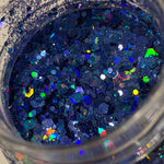 COBALT Holo Chunky Mix Glitter / Beautiful Rch Deep Blue Holographic / 2 oz Shaker Bottle / Go TEAM BLUE