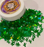 Green Holo Cactus Shape - 8mm Holographic Glitter/ 1/2 oz. Jar / Opaque/ Storyboard / Desert Southwest Crafts