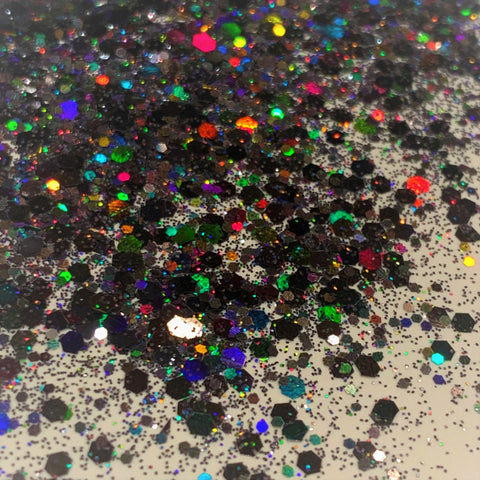 ARCTIC NIGHTS Black Holo Chunky to Fine Glitter Mix / Shaker Bottle / Holographic Color Shift / Aurora Borealis / Galaxy