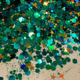 EMERALD CITY Color Shift Chunky Glitter MIX / Green Blues Gold Holo /  2 oz Bottle / Harlequin / Slime Crafts / Geode Tumbler