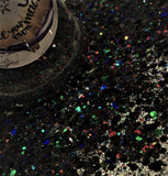 ARCTIC NIGHTS Black Holo Chunky to Fine Glitter Mix / Shaker Bottle / Holographic Color Shift / Aurora Borealis / Galaxy