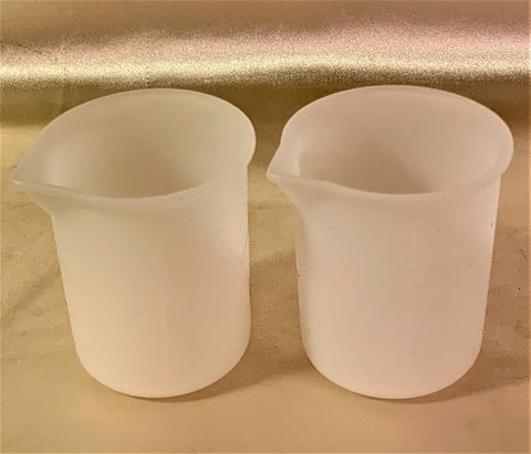 2-Pack 100ml Silicone Mixing Cups / Graduated Measuring / 10ml Markings on OUTSIDE /  Flexible Non-stick / Clear Non-Toxic/ Shop Supplies