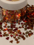 AUTUMN LEAVES - Gold Red Orange Glitter Shapes / 6mm