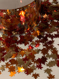 AUTUMN LEAVES - Gold Red Orange Glitter Shapes / 6mm