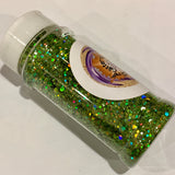 IRISH RAINBOW HOLO Green Glitter Mix / 2 oz. Bottle / Chunky to Fine Holographic / Leprechaun Sparkle