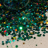 EMERALD CITY Color Shift Chunky Glitter MIX / Green Blues Gold Holo /  2 oz Bottle / Harlequin / Slime Crafts / Geode Tumbler