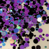 Purple Skittles Dots Glitter Mix / 1 oz / Purple, Black and Blue Dots