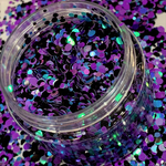 Purple Skittles Dots Glitter Mix / 1 oz / Purple, Black and Blue Dots